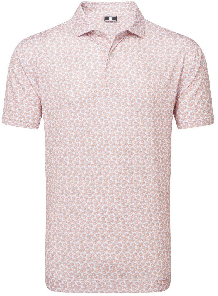 FootJoy Floral Sketch Print Lisle herr polo, orange/white
