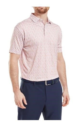 FootJoy Floral Sketch Print Lisle herr polo, orange/white