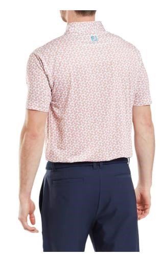 FootJoy Floral Sketch Print Lisle herr polo, orange/white
