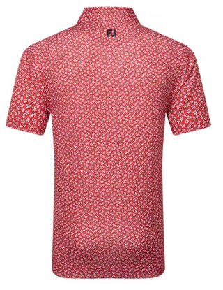 FootJoy Floral Sketch Print Lisle herr polo, white/hibiscus