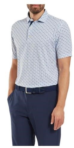 FootJoy Figure Print Lisle herr polo, vit/navy