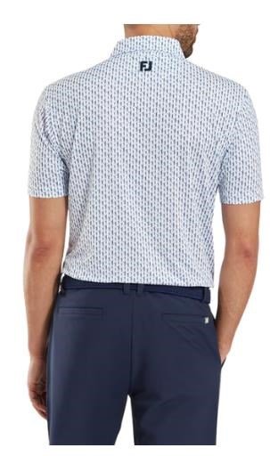FootJoy Figure Print Lisle herr polo, vit/navy