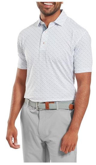FootJoy Figure Print Lisle herr polo, white/flint