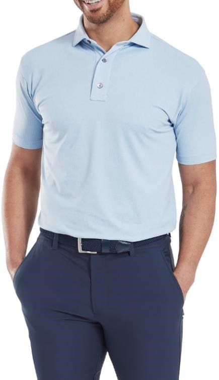 FootJoy Etched Texture Print Lisle herr polo, skyway