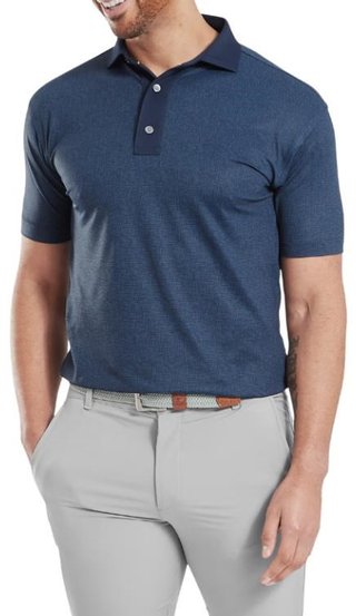 FootJoy Etched Texture Print Lisle herr polo, navy