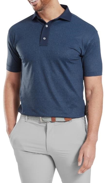 FootJoy Etched Texture Print Lisle herr polo, navy