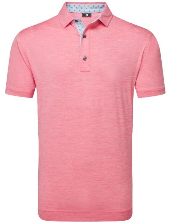FootJoy Heather Lisle with Trim herr polo, pink lemonade heather