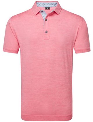 FootJoy Heather Lisle with Trim herr polo, pink lemonade heather
