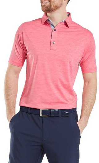 FootJoy Heather Lisle with Trim herr polo, pink lemonade heather