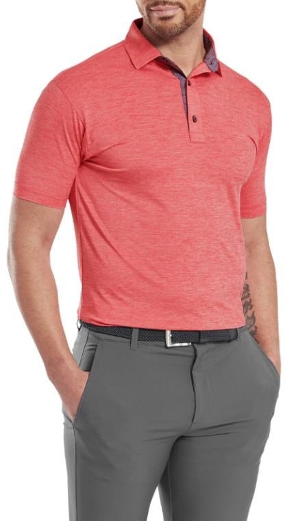 FootJoy Heather Lisle with Trim herr polo, hibiscus heather