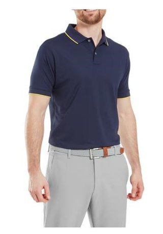 FootJoy Tipped Pique herr polo, navy/taxi