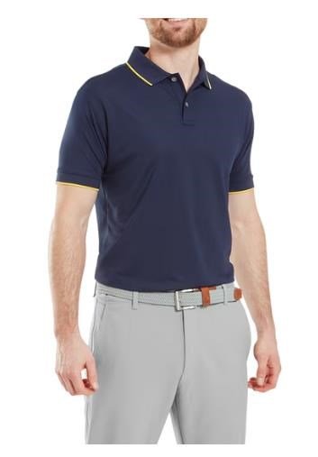 FootJoy Tipped Pique herr polo, navy/taxi