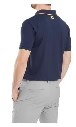 FootJoy Tipped Pique herr polo, navy/taxi