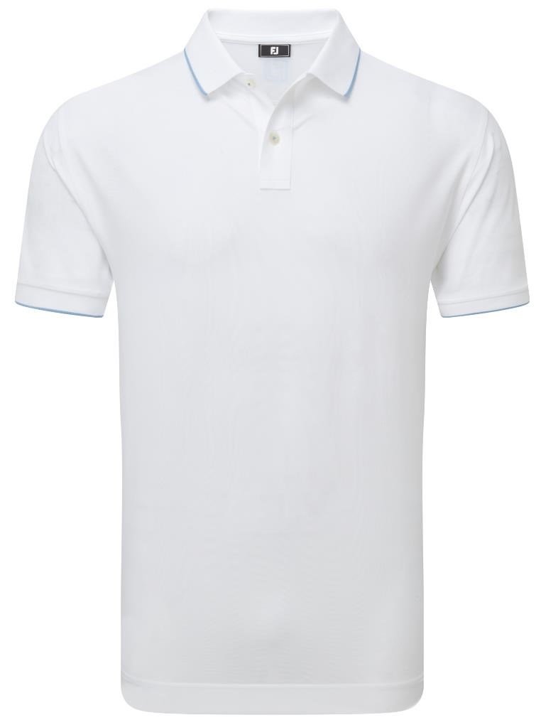 FootJoy Tipped Pique herr polo, white/blue jay