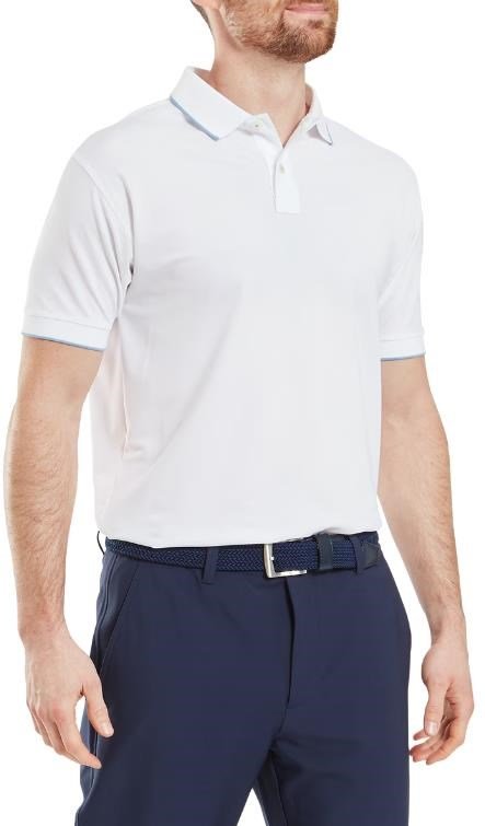 FootJoy Tipped Pique herr polo, white/blue jay