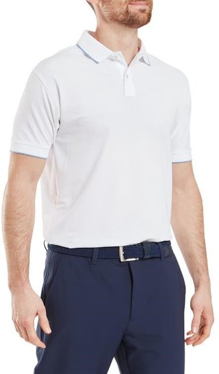 FootJoy Tipped Pique herr polo, white/blue jay