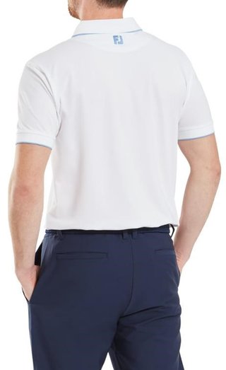 FootJoy Tipped Pique herr polo, white/blue jay