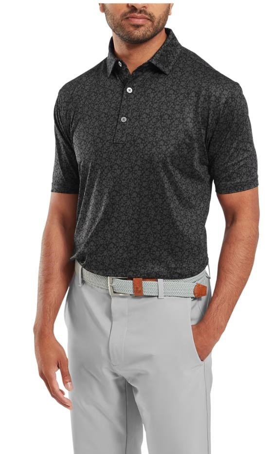FootJoy Painted Floral Lisle herr polo, svart