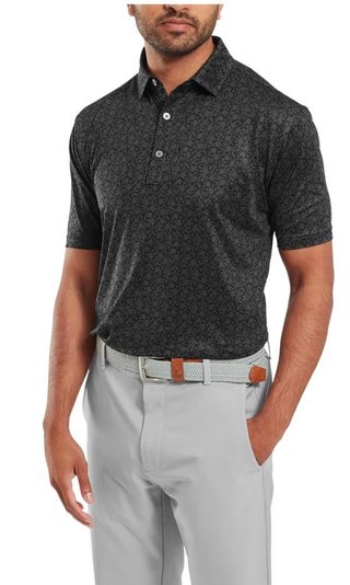 FootJoy Painted Floral Lisle herr polo, svart