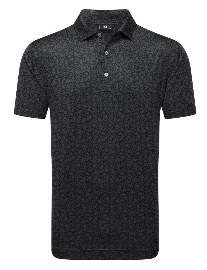 FootJoy Painted Floral Lisle herr polo, svart