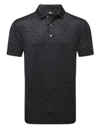 FootJoy Painted Floral Lisle herr polo, svart