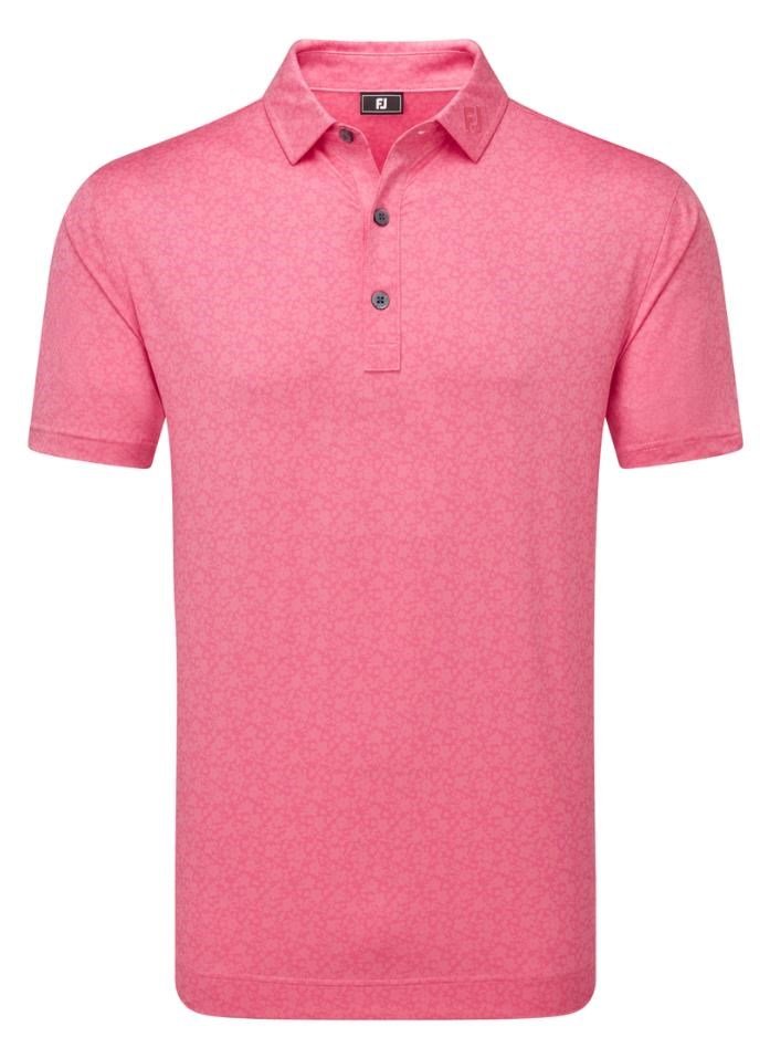FootJoy Painted Floral Lisle herr polo, pink lemonade