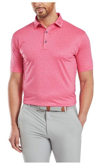 FootJoy Painted Floral Lisle herr polo, pink lemonade