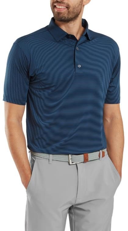 FootJoy Micro Feeder Stripe Lisle herr polo, navy tonal