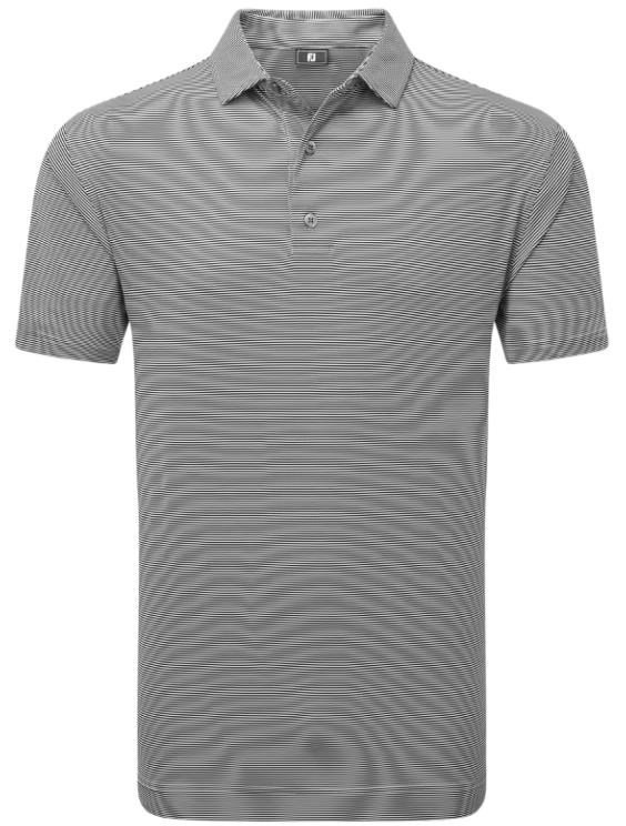 FootJoy Micro Feeder Stripe Lisle herr polo, svart/vit