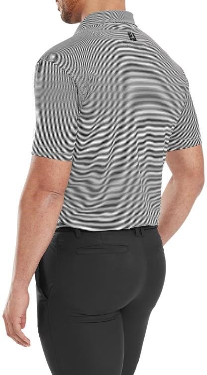 FootJoy Micro Feeder Stripe Lisle herr polo, svart/vit