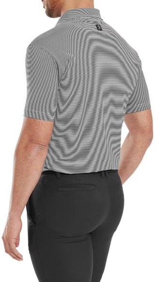 FootJoy Micro Feeder Stripe Lisle herr polo, svart/vit