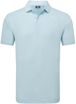 FootJoy Micro Feeder Stripe Lisle herr polo, ljusblå/vit