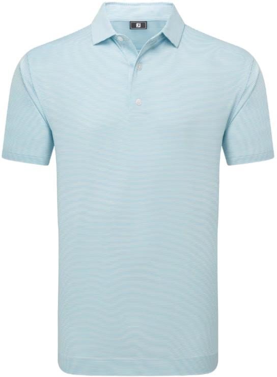 FootJoy Micro Feeder Stripe Lisle herr polo, ljusblå/vit
