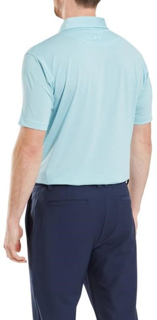 FootJoy Micro Feeder Stripe Lisle herr polo, ljusblå/vit