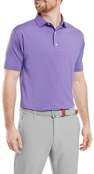 FootJoy Micro Feeder Stripe Lisle herr polo, marine/pink
