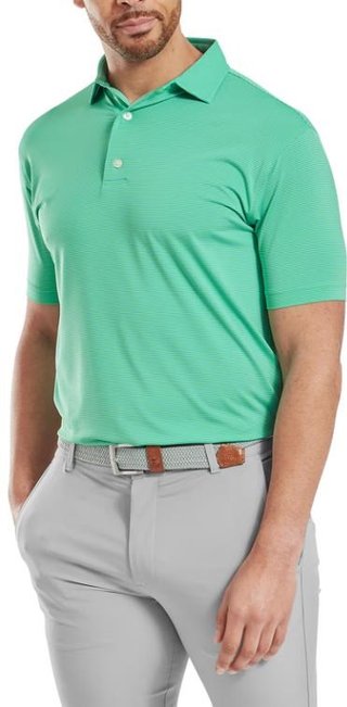 FootJoy Micro Feeder Stripe Lisle herr polo, lagoon/mint
