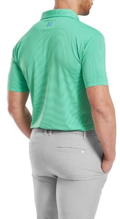 FootJoy Micro Feeder Stripe Lisle herr polo, lagoon/mint
