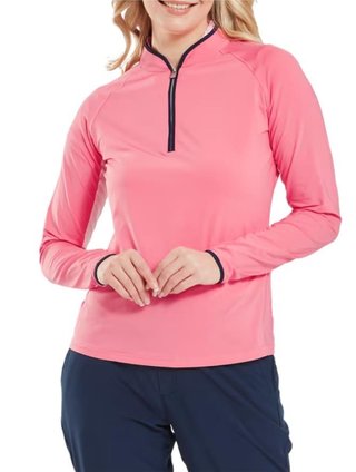 FootJoy 1/4-Zip LS Sun Protection damskjorta, pink lemonade
