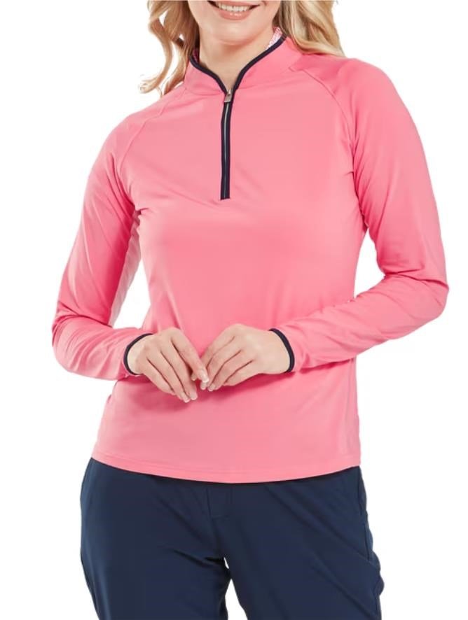 FootJoy 1/4-Zip LS Sun Protection damskjorta, pink lemonade