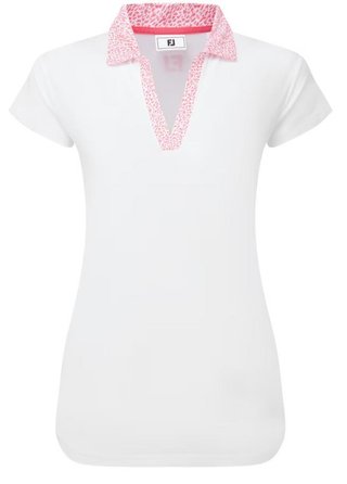FootJoy Cap Sleeve Print Trim Lisle dampolo, white/pink lemonade