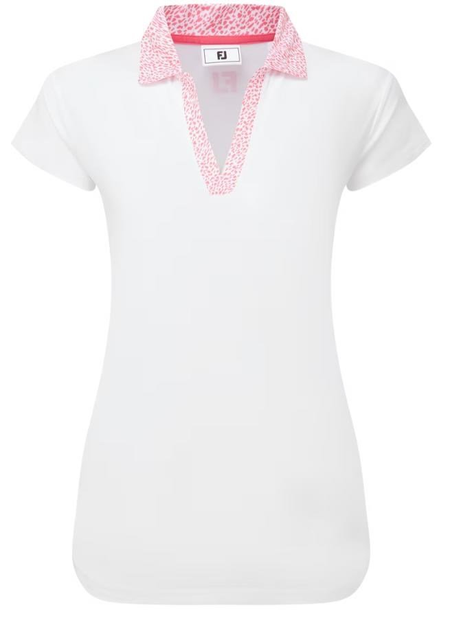 FootJoy Cap Sleeve Print Trim Lisle dampolo, white/pink lemonade