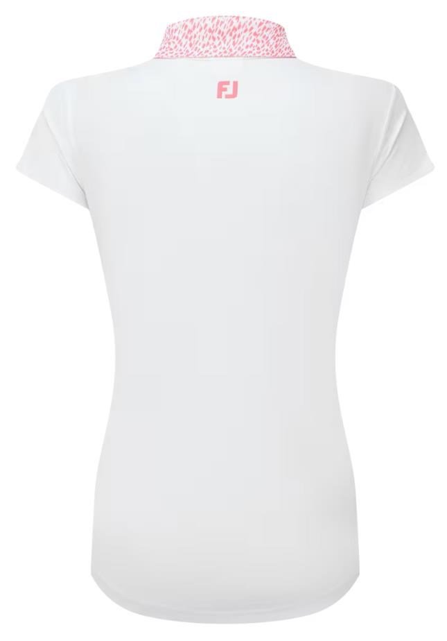 FootJoy Cap Sleeve Print Trim Lisle dampolo, white/pink lemonade