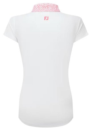 FootJoy Cap Sleeve Print Trim Lisle dampolo, white/pink lemonade