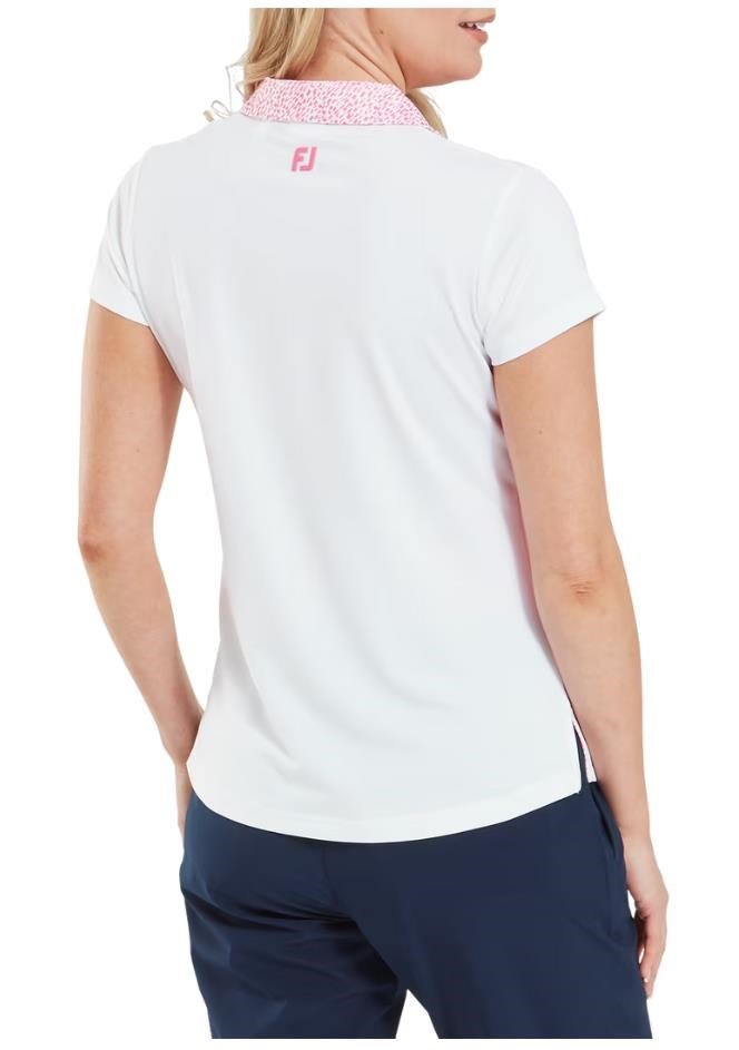 FootJoy Cap Sleeve Print Trim Lisle dampolo, white/pink lemonade