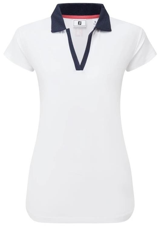FootJoy Cap Sleeve Print Trim Lisle dampolo, vit/marinblå