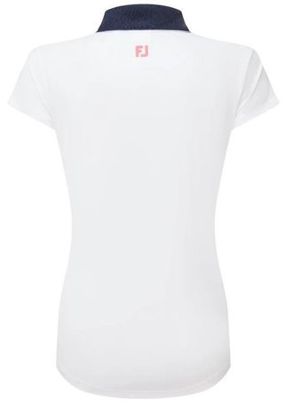 FootJoy Cap Sleeve Print Trim Lisle dampolo, vit/marinblå