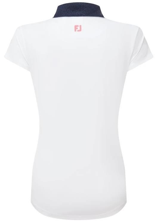 FootJoy Cap Sleeve Print Trim Lisle dampolo, vit/marinblå