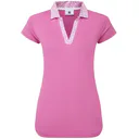 FootJoy Cap Sleeve Print Trim Lisle dam polo, berry/berry