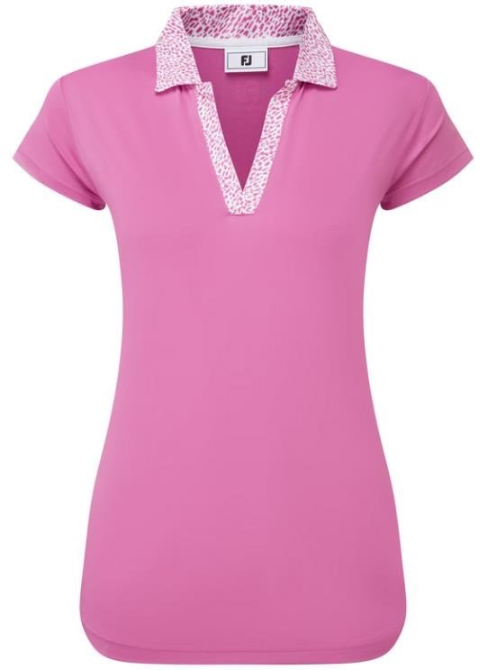 FootJoy Cap Sleeve Print Trim Lisle dam polo, berry/berry