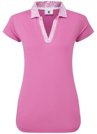 FootJoy Cap Sleeve Print Trim Lisle dam polo, berry/berry